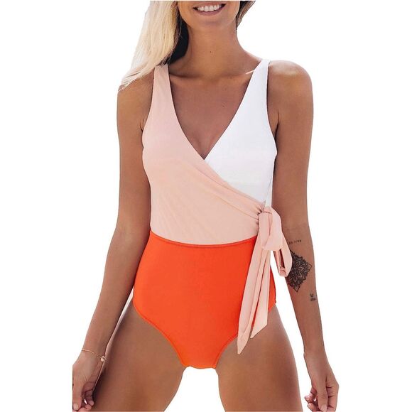 Cupshe NWT size M Color Block Side-Tie One-Piece Swimsuit - Picture 1 of 6